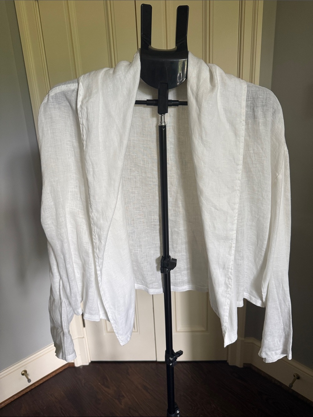 Lightweight White Open-Front Linen Jacket